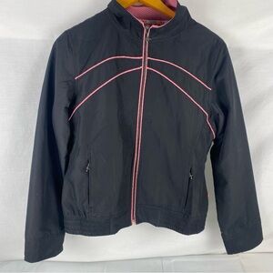 Y2K Sweaty Betty Zip Up Track Jacket Black Pink Sporty Girl Large